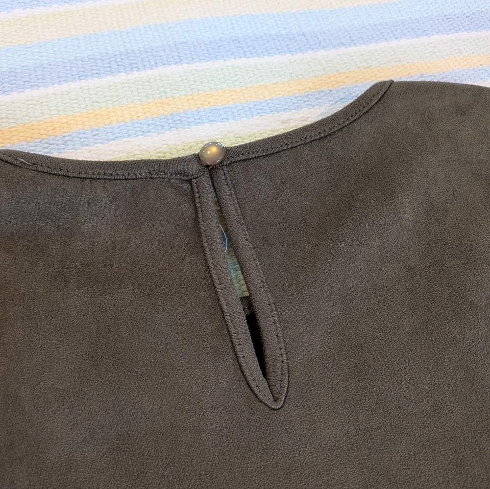 ⭐ THML Faux Hunter Green Suede With Animal Print Sleeves Medium - Picture 5 of 8